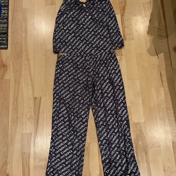 bebe Silver Printed Logo Pant Pajama & Tank Top Set-NWT-Midnite Lavender-Size XL - Picture 3 of 7